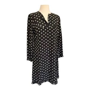 J. Crew Dress black Sz 2 Star  Ruffle Trim Long Sleeve patriotic baby doll